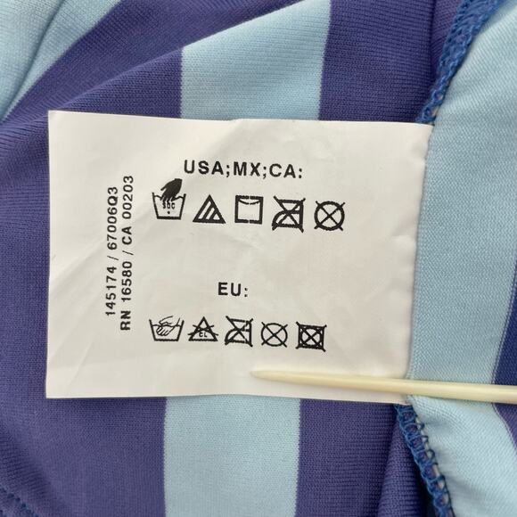 Ralph Lauren Sport Blue Aqua Y2K Wide Stripe Bikini Bottoms Coastal Pool Size 10 - Picture 10 of 13